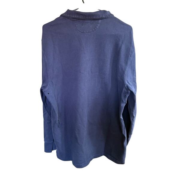 J.Crew Men’s Rugby Shirt M Solid Blue Half-Zip Pullover BJ309 Preppy Prep L/S - Picture 3 of 8